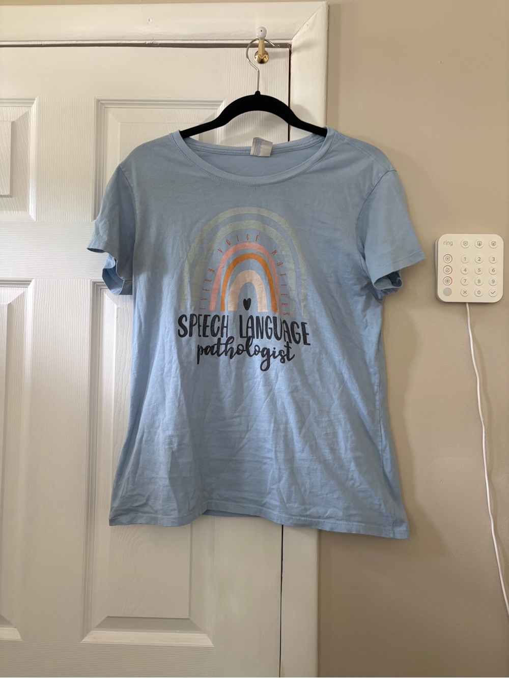 Light Blue 'Speech Language Pathologist' Rainbow T-Shirt